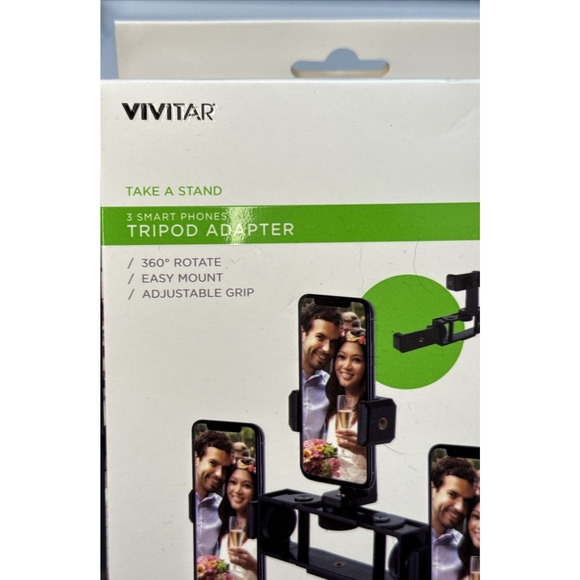 Vivitar Tripod Adapter 3 Smartphones Adjustable Grip Easy Mount - Picture 4 of 12